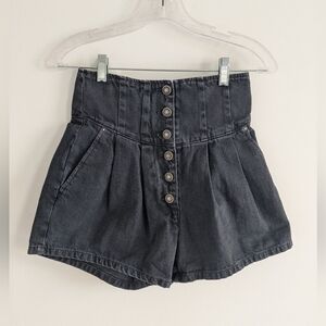 Free People High-Waist Jean Shorts Black
